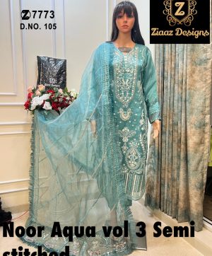 ZIAAZ 7773 NOOR AQUA VOL 3 PAKISTANI SUITS IN INDIA