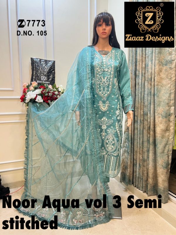 ZIAAZ 7773 NOOR AQUA VOL 3 PAKISTANI SUITS IN INDIA