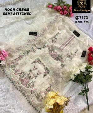 ZIAAZ DESIGNS 7773 NOOR CREAM PAKISTANI SUITS