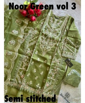 ZIAAZ DESIGNS NOOR GREEN VOL 3 PAKISTANI SUITS