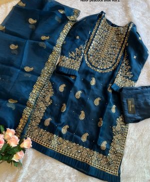 ZIAAZ NOOR PEACOCK BLUE VOL 2 PAKISTANI SUITS