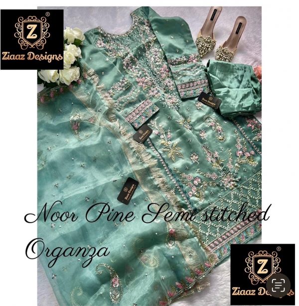 ZIAAZ NOOR PINE SEMI STITCH PAKISTANI SUITS