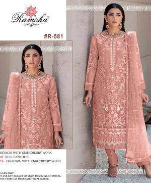 RAMSHA 581 ORGANZA SALWAR KAMEEZ WHOLESALER