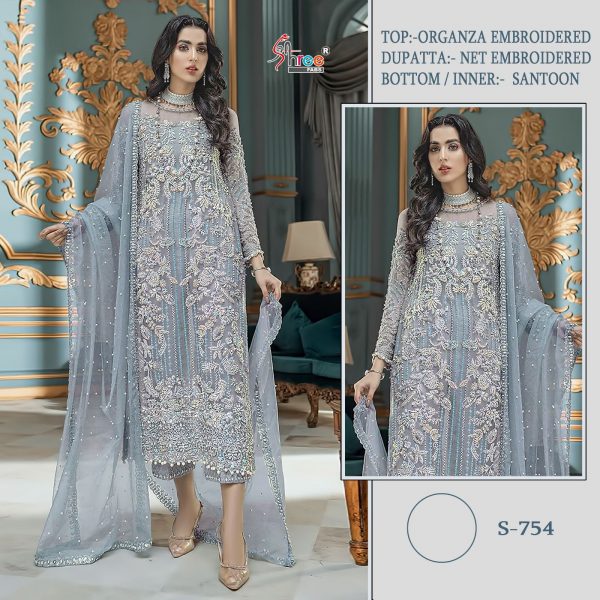 SHREE FABS 754 ORGANZA PAKISTANI SALWAR KAMEEZ