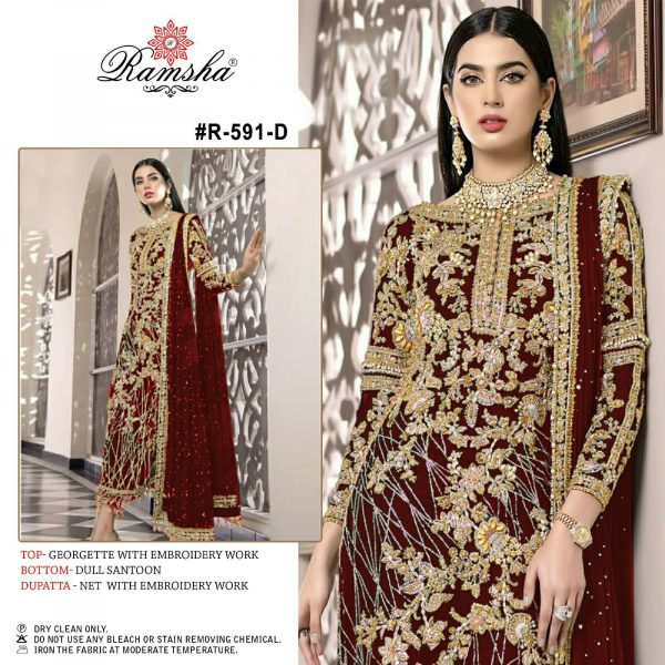 RAMSHA 591 D PAKISTANI SALWAR KAMEEZ WHOLESALE