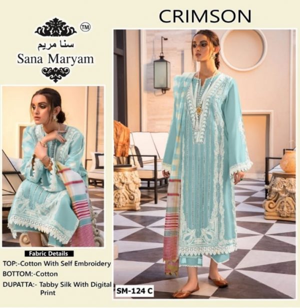 SANA MARYAM SM 124 C CRIMSON PAKISTANI SUITS