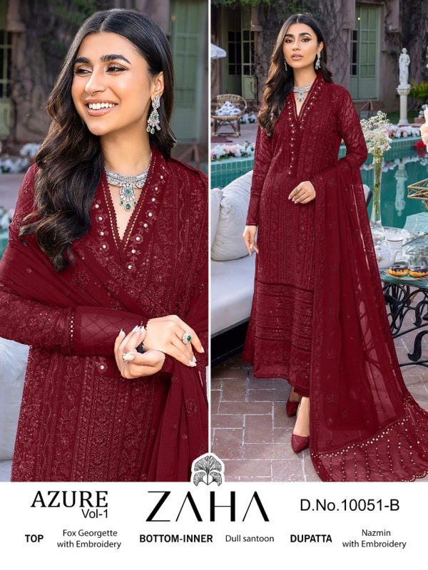 ZAHA 10051 B AZURE VOL 1 PAKISTANI SUITS