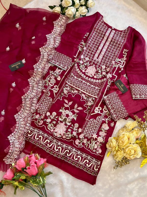 ZIAAZ 7773 109 NOOR CREAM CHERRY PAKISTANI SUITS