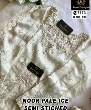 ZIAAZ 7773 136 NOOR PALE ICE PAKISTANI SUITS