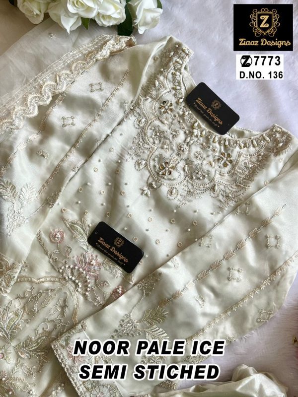 ZIAAZ 7773 136 NOOR PALE ICE PAKISTANI SUITS