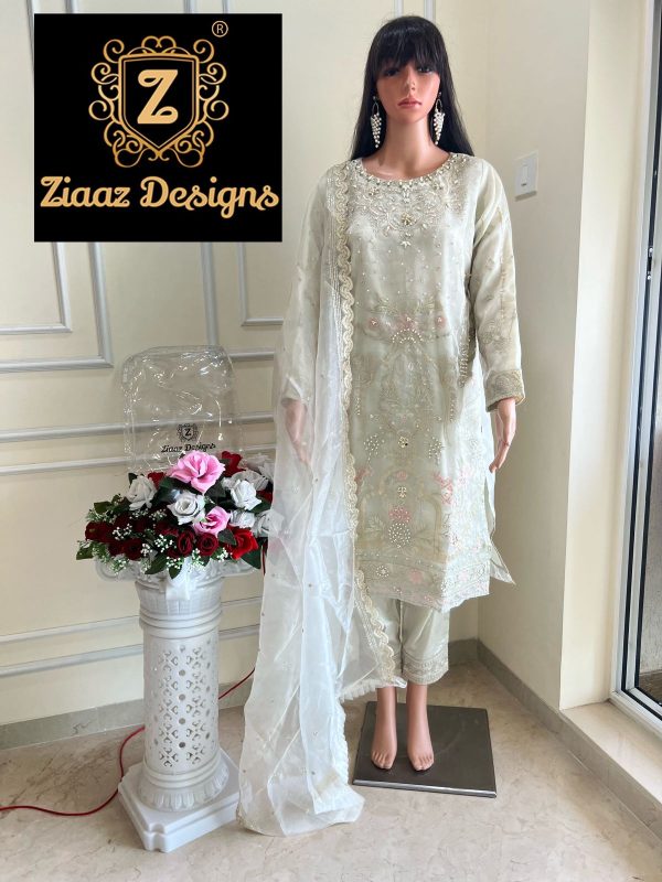 ZIAAZ 7773 136 NOOR PALE ICE PAKISTANI SUITS