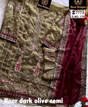 ZIAAZ 7773 170 NOOR DARK OLIVE PAKISTANI SUITS