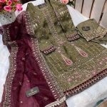 ZIAAZ 7773 170 NOOR DARK OLIVE PAKISTANI SUITS