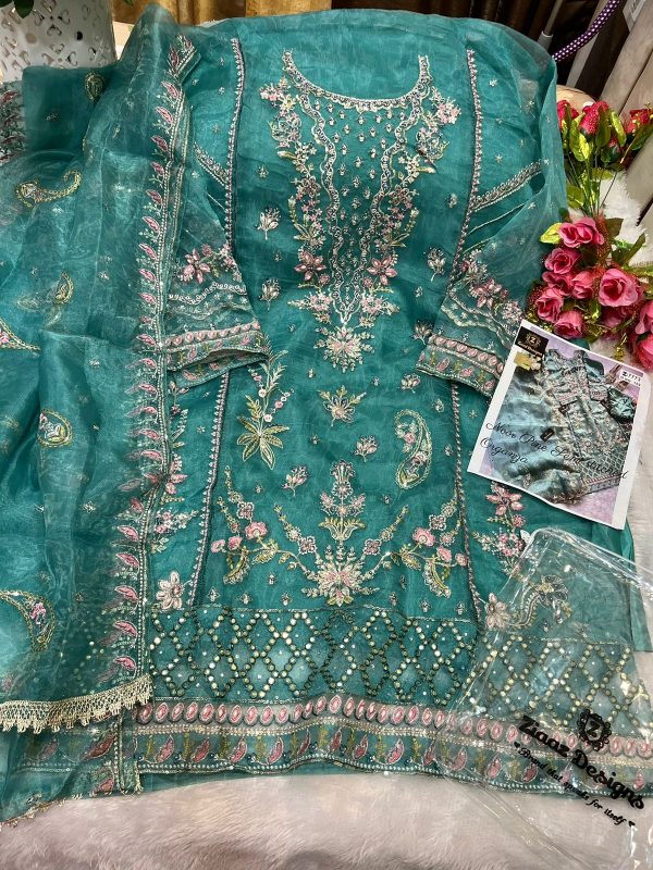 ZIAAZ DESIGNS 7773 NOOR PINE PAKISTANI SUITS