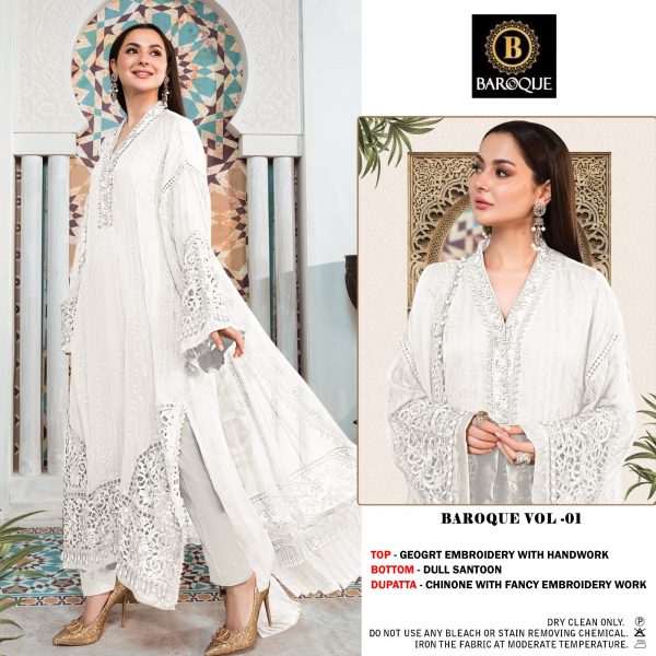 BAROQUE VOL 1 WHITE PAKISTANI SUITS WHOLESALER