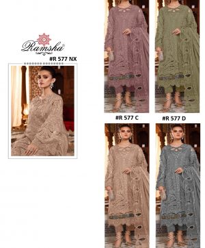 RAMSHA FASHION R 577 NX GEORGETTE PAKISTANI SUITS