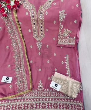 VS FASHION 201 PINK GEORGETTE PAKISTANI SUITS