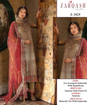 ZARQASH 3029 B PAKISTANI SUITS MANUFACTURER