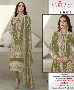 ZARQASH 3033 B ORGANZA PAKISTANI SUITS