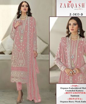 ZARQASH 3033 D ORGANZA PAKISTANI SUITS