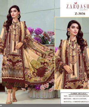 ZARQASH 3036 COTTON SALWAR KAMEEZ WHOLESALE