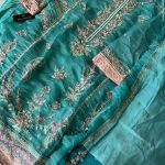 ZIAAZ DESIGNS 164 A AQUA ORGANZA SALWAR KAMEEZ