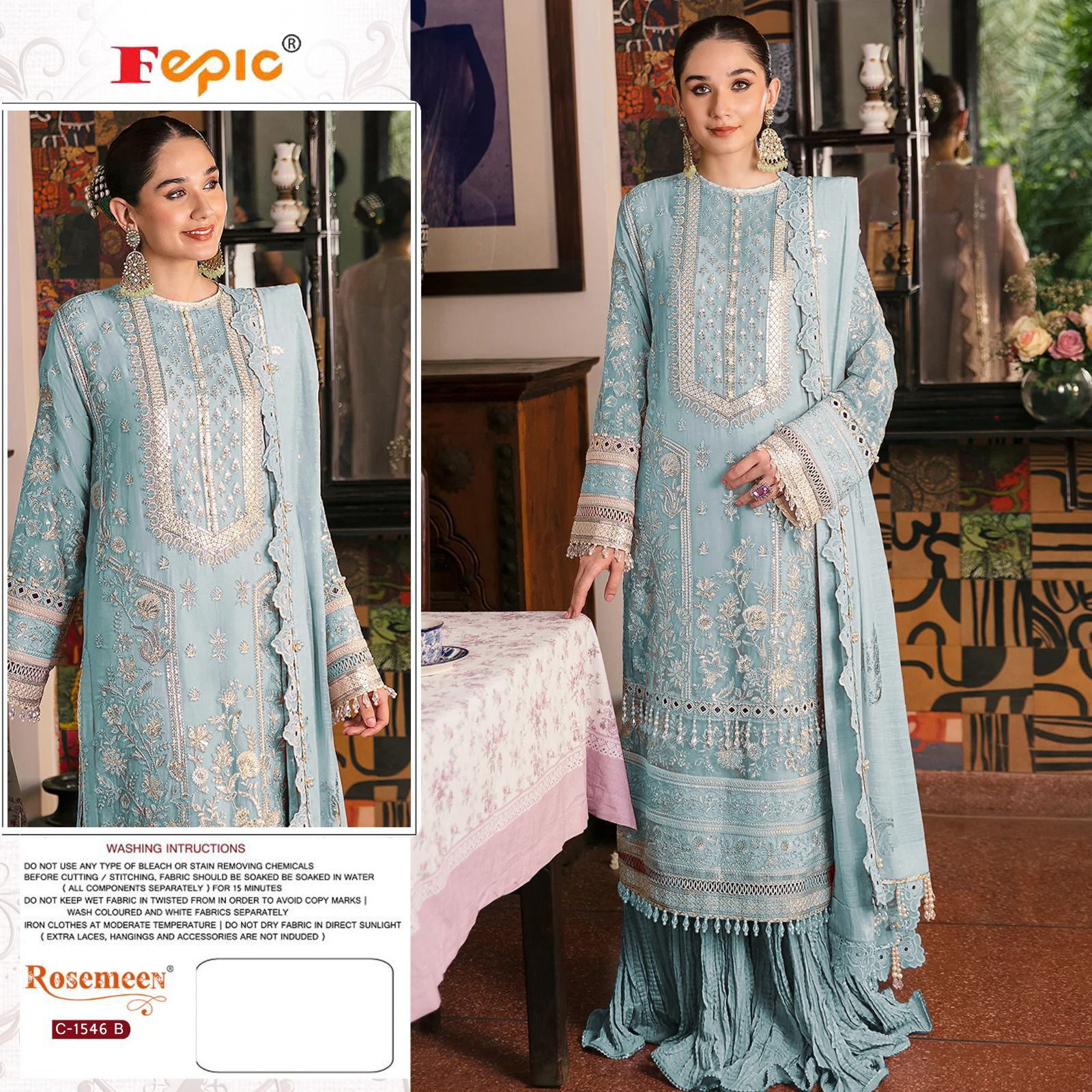 FEPIC 1546 B ORGANZA PAKISTANI SUITS ONLINE