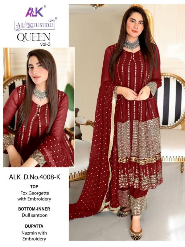 AL KHUSHBU ALK 4008 K QUEEN VOL 3 SALWAR SUITS