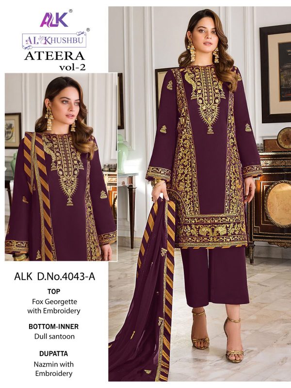 AL KHUSHBU ALK 4043 A ATEERA VOL 2 PAKISTANI SUITS