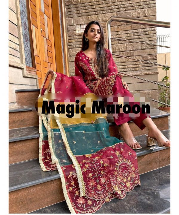 ASIM JOFA MAGIC MAROON PAKISTANI SUITS