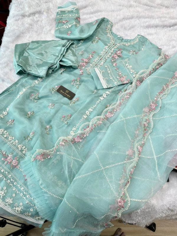 ZIAAZ DESIGNS 176 NOOR LIGHT ICE BLUE READYMADE SUITS