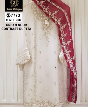 ZIAAZ DESIGNS 268 CREAM NOOR PAKISTANI SUITS