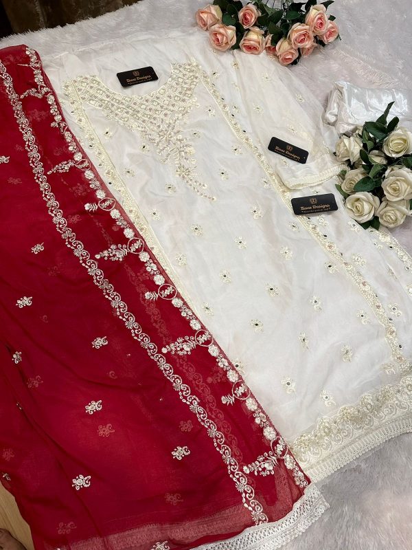 ZIAAZ DESIGNS 268 CREAM NOOR PAKISTANI SUITS