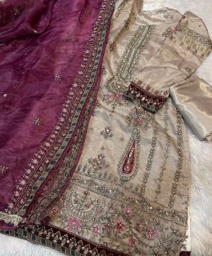 ZIAAZ DESIGNS 281 NOOR OLIVE MAUVE PAKISTANI SUITS