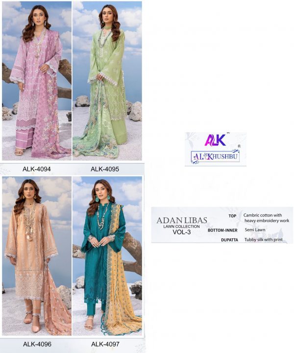 AL KHUSHBU ALK 4094 TO 4097 ADAN LIBAS VOL 3 SALWAR SUITS