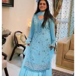 HK 1530 BLUE DESIGNER DRESSES MANUFACTURER