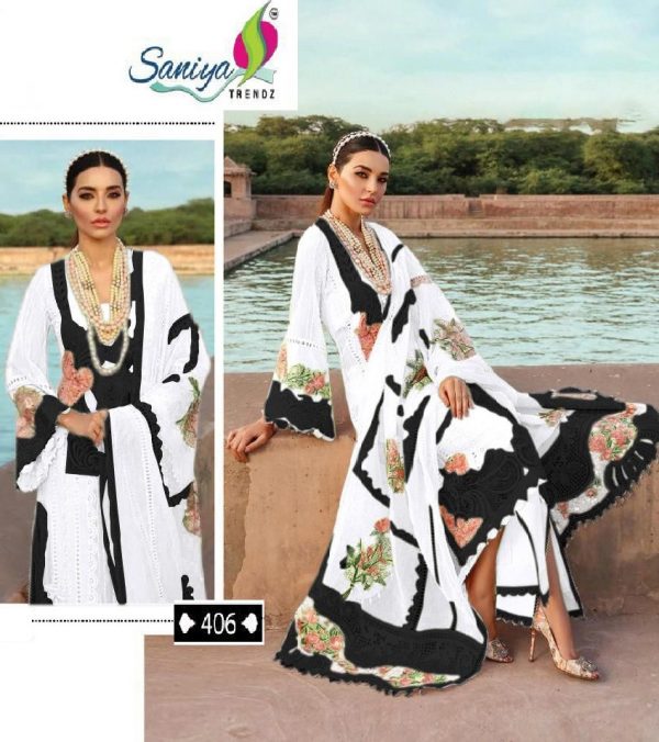 SANIYA TRENDZ 406 COTTON PAKISTANI SUITS