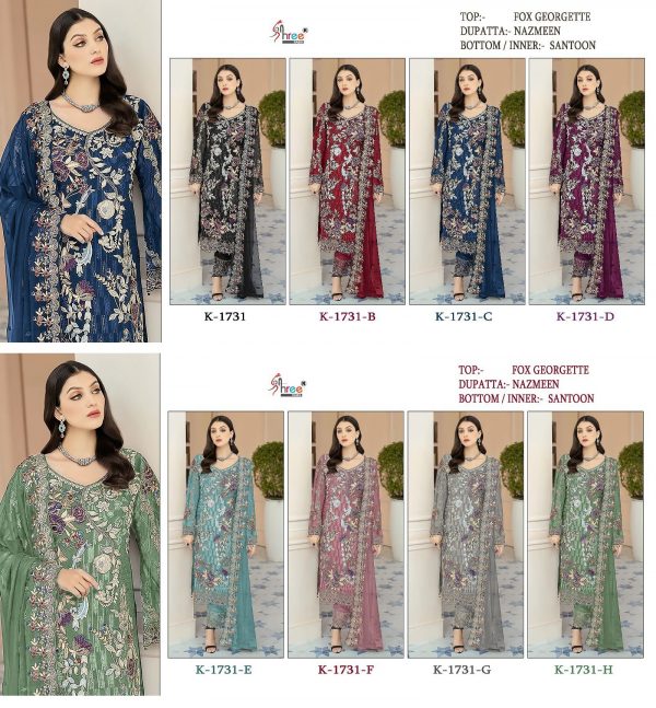 SHREE FABS K 1731 PAKISTANI SUITS IN COLOURS