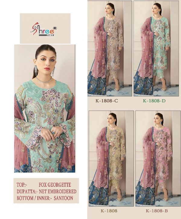 SHREE FABS K 1808 PAKISTANI SUITS IN COLOURS