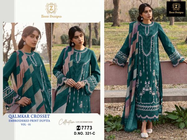 ZIAAZ DESIGNS 321 QALAMKAR CROSSET VOL 1 SALWAR SUITS