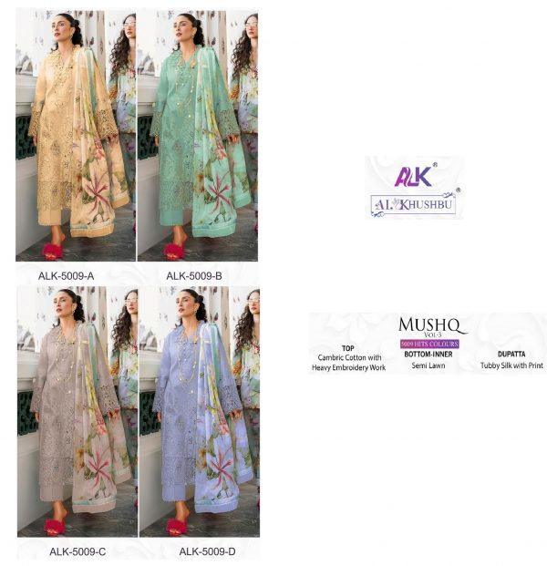 AL KHUSHBU ALK 5009 MUSHQ VOL 3 SUITS IN COLOURS