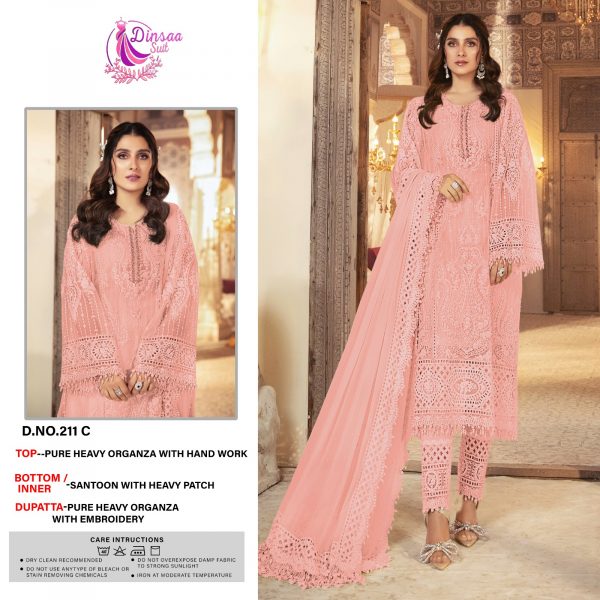 DINSAA SUIT 211 A TO D PAKISTANI SUITS WHOLESALE