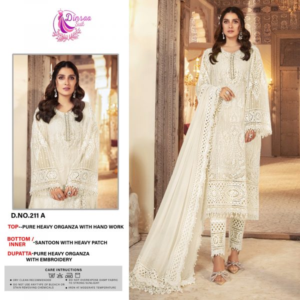 DINSAA SUIT 211 A TO D PAKISTANI SUITS WHOLESALE