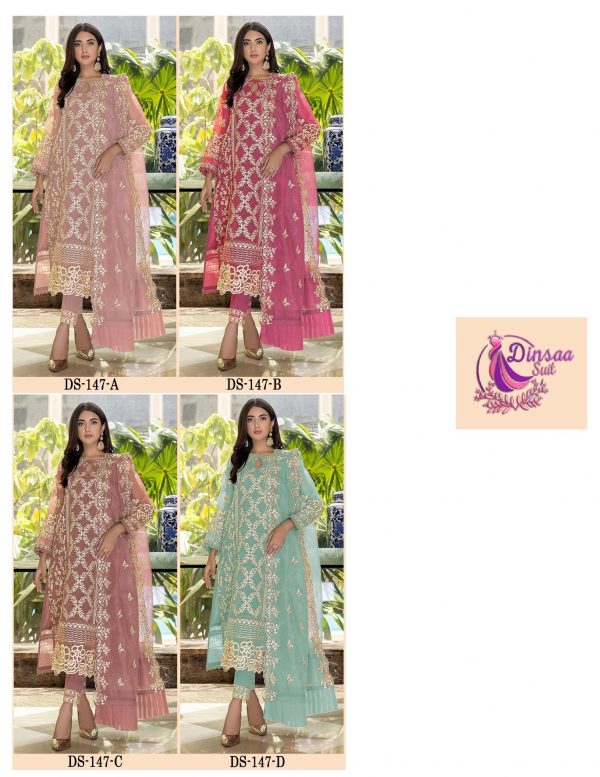 DINSAA SUITS DS 147 A TO D SALWAR SUITS