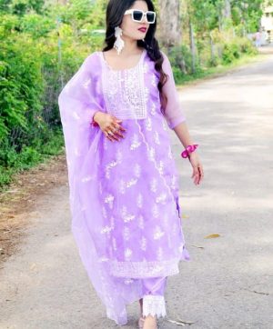 ORGANZA DESIGNER LAVENDER COLOR SALWAR KAMEEZ