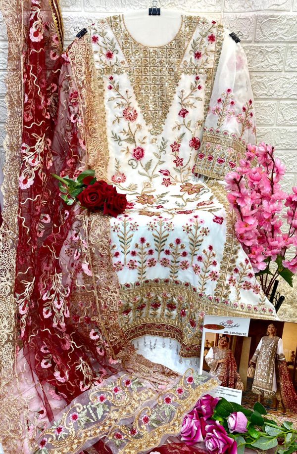 RAMSHA FASHION R 549 WHITE PAKISTANI SUITS