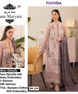 SANA MARYAM SM 154 FUCHSIA PAKISTANI SUITS