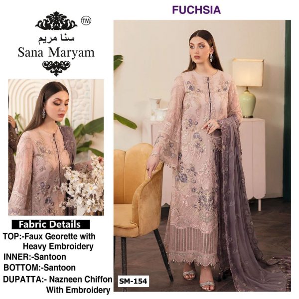 SANA MARYAM SM 154 FUCHSIA PAKISTANI SUITS