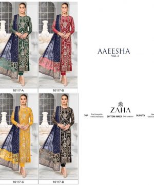 ZAHA 10117 A TO D AAEESHA VOL 3 PAKISTANI SUITS