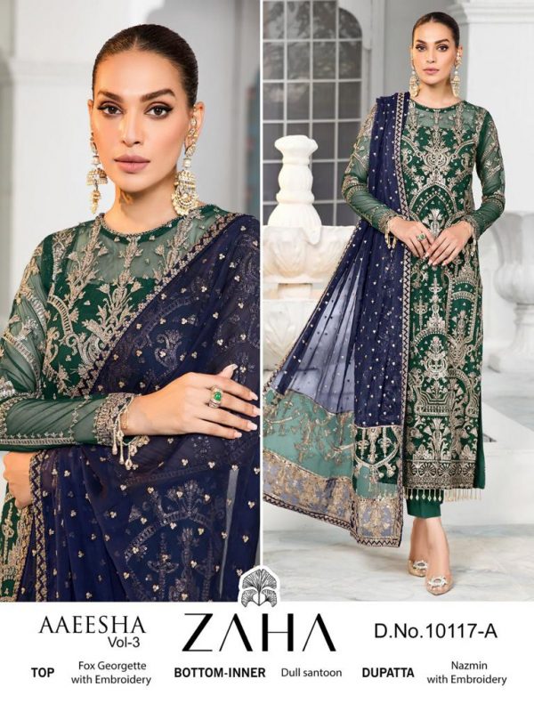 ZAHA 10117 A TO D AAEESHA VOL 3 PAKISTANI SUITS